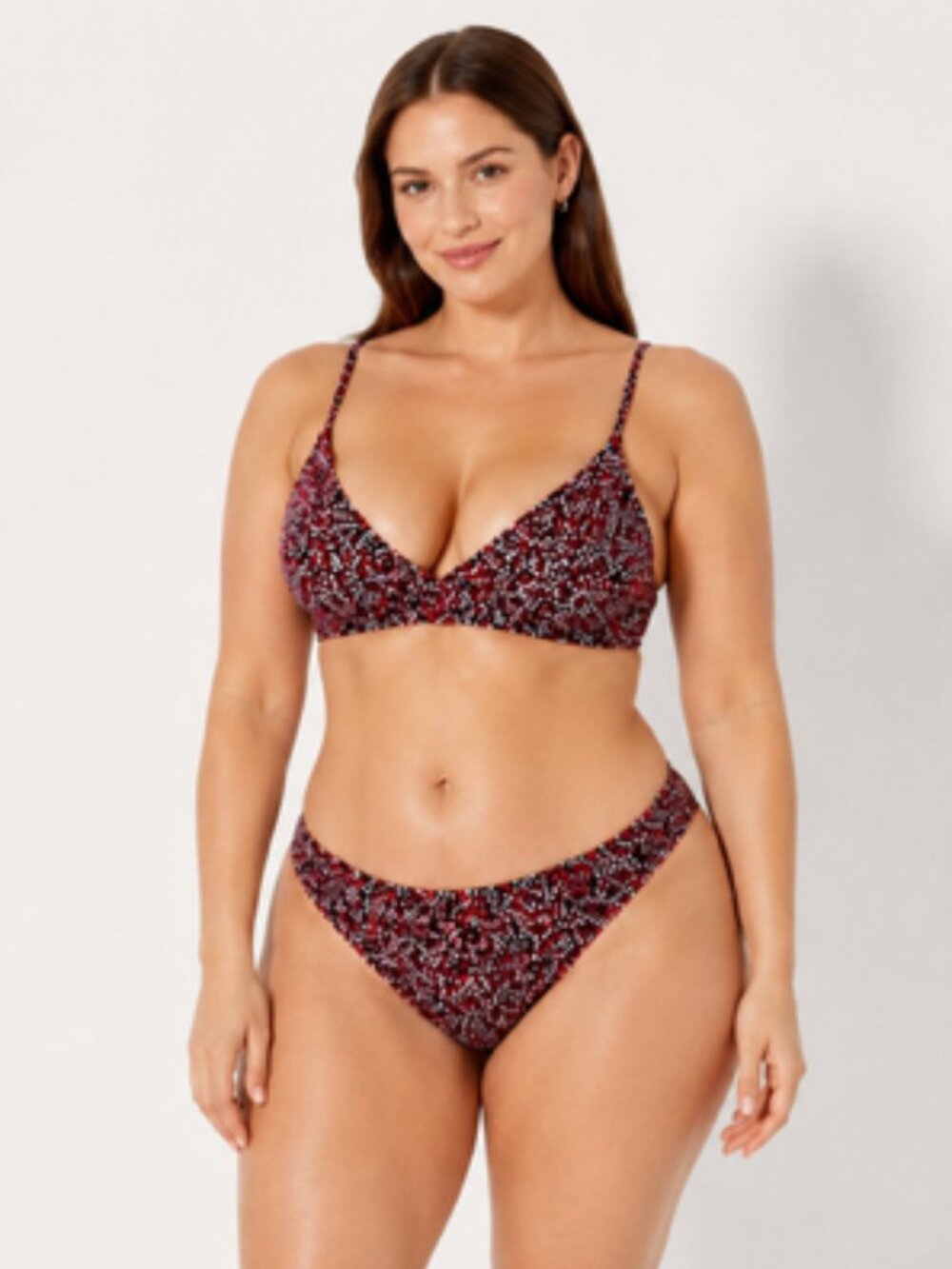 Red Leopard Print Bikini Set NWT Top XXL Bottom L Resortwear